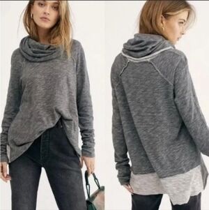 Free People FP Beach One Body Cocoon Cowl Neck Pullover Sweater, Gray